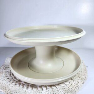 Tupperware 3 Piece Serve It All Pedestal Pie Cake Stand Cheese and Cracker Dish